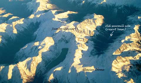 Aerial view of Jumbo Mountain and Jumbo Creek Valley